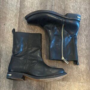 Tory Burch Black Leather Heeled Boots 7